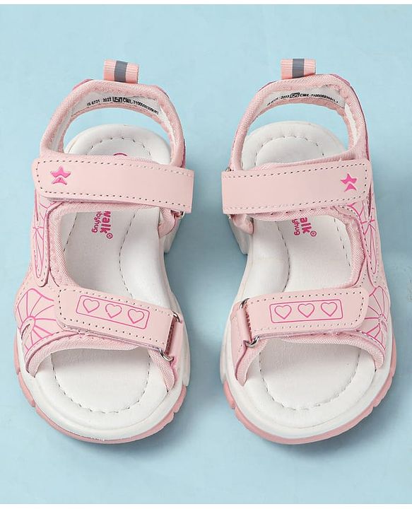Cute Walk by Babyhug Velcro Closure Printed Sandals - Pink