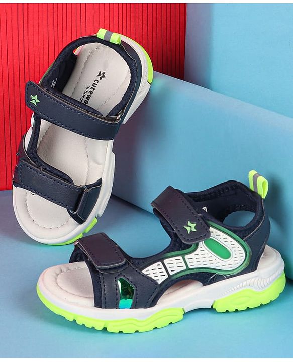 Cute Walk by Babyhug Velcro Closure Solid Sandals - Navy Blue
