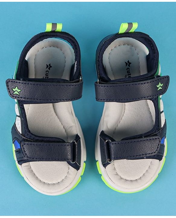 Cute Walk by Babyhug Velcro Closure Solid Sandals - Navy Blue