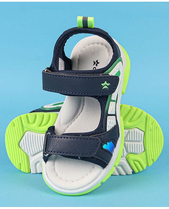 Cute Walk by Babyhug Velcro Closure Solid Sandals - Navy Blue
