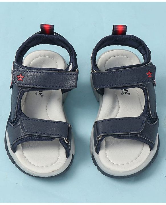 Cute Walk by Babyhug Velcro Closure Sandals with Astronaut Applique - Navy Blue