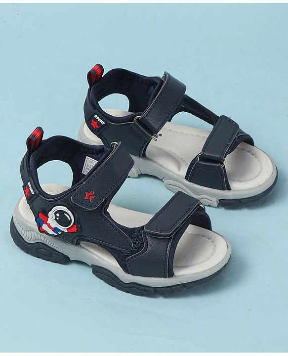 Cute Walk by Babyhug Velcro Closure Sandals with Astronaut Applique - Navy Blue