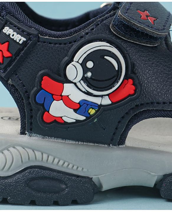 Cute Walk by Babyhug Velcro Closure Sandals with Astronaut Applique - Navy Blue