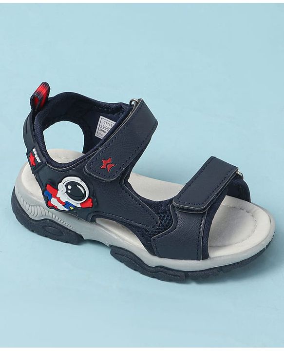 Cute Walk by Babyhug Velcro Closure Sandals with Astronaut Applique - Navy Blue