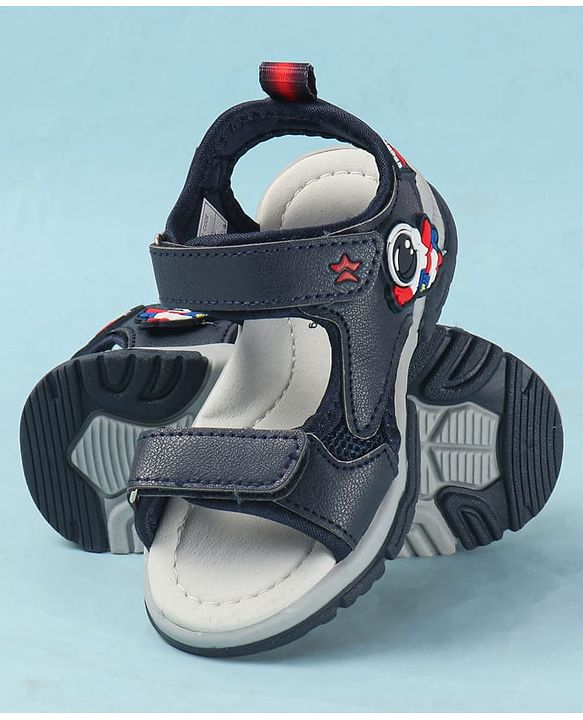 Cute Walk by Babyhug Velcro Closure Sandals with Astronaut Applique - Navy Blue