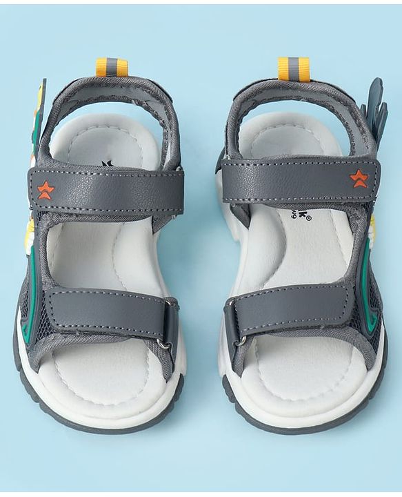 Cute Walk by Babyhug Velcro Closure Sandal With Applique - Grey