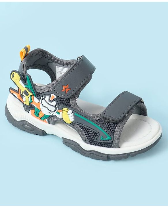 Cute Walk by Babyhug Velcro Closure Sandal With Applique - Grey