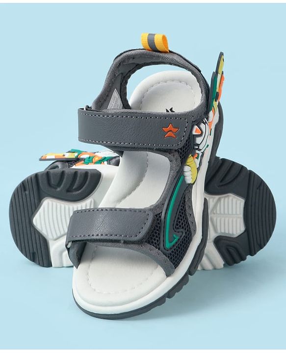 Cute Walk by Babyhug Velcro Closure Sandal With Applique - Grey