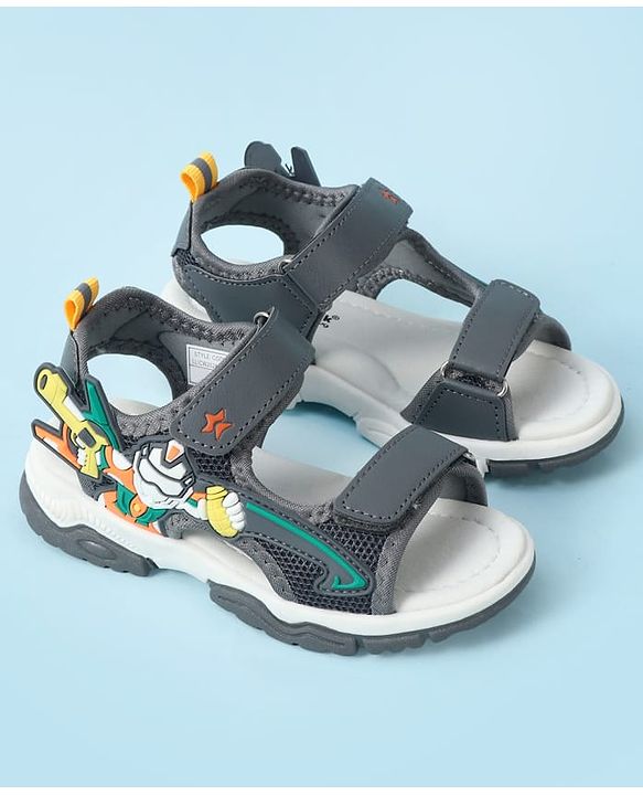 Cute Walk by Babyhug Velcro Closure Sandal With Applique - Grey