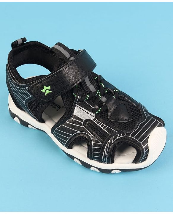 Cute Walk by Babyhug Velcro Closure Solid Sandals - Black
