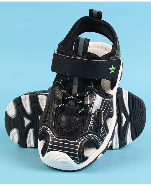 Cute Walk by Babyhug Velcro Closure Solid Sandals - Black