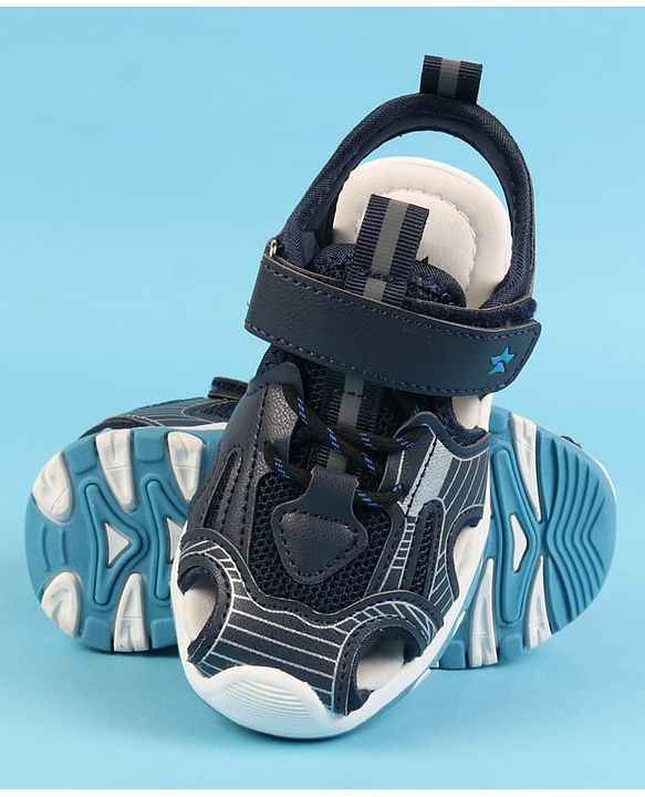 Cute Walk by Babyhug Velcro Closure Solid Sandals - Black