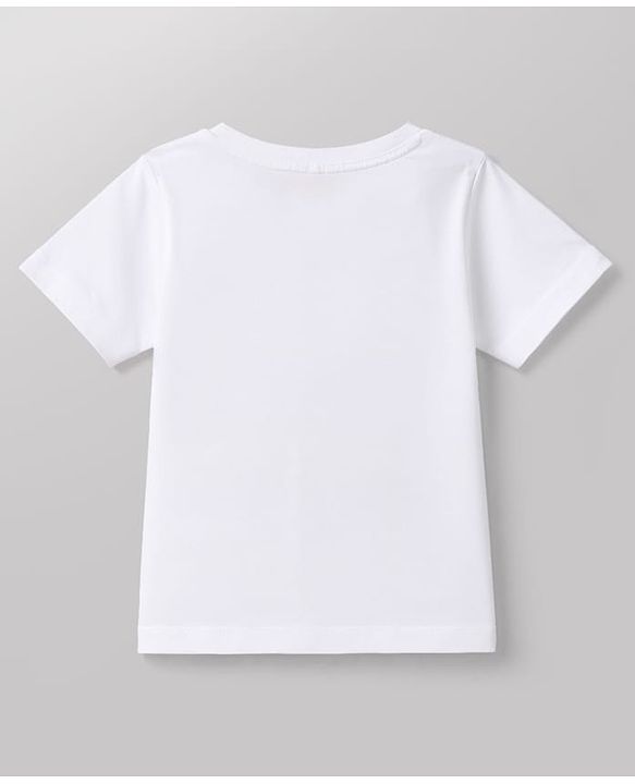 Babyhug 100% Cotton Single Jersey Knit Half Sleeves Dino Applique Dungaree With Inner Tee - White