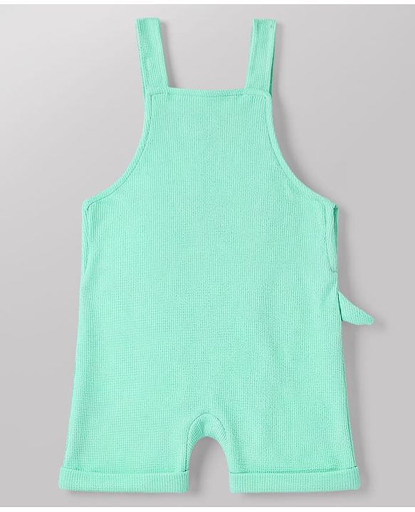 Babyhug 100% Cotton Single Jersey Knit Half Sleeves Dino Applique Dungaree With Inner Tee - White