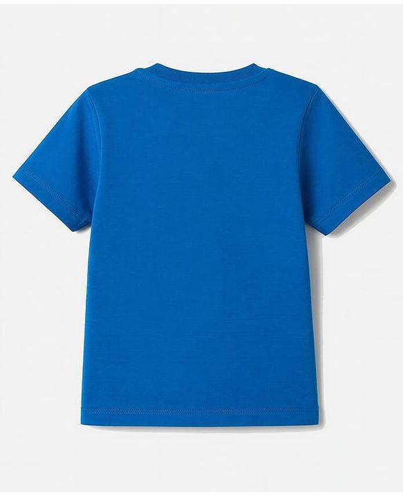Babyhug 100% Cotton Interlock Knit Half Sleeves T-Shirt & Striped Shorts With Dino Print - Blue