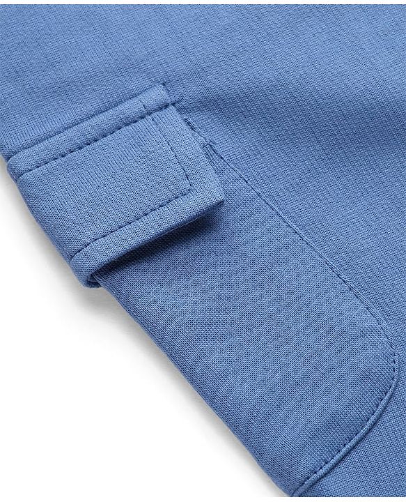 Babyhug Cotton Terry Knit Lounge Pant with Ribbed Waist - Blue