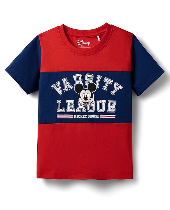 Babyhug Disney Single Jersey Knit Half Sleeves T-Shirt & Shorts Set With Mickey Mouse Graphics - Multicolor