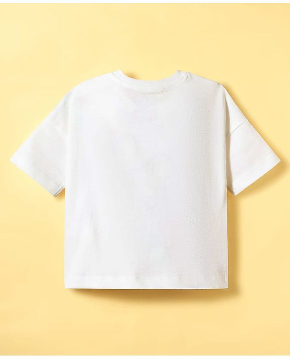 Babyhug Disney Cotton Knit T-Shirts Half Sleeves with Minnie Mouse Graphics White 3-6 Months
