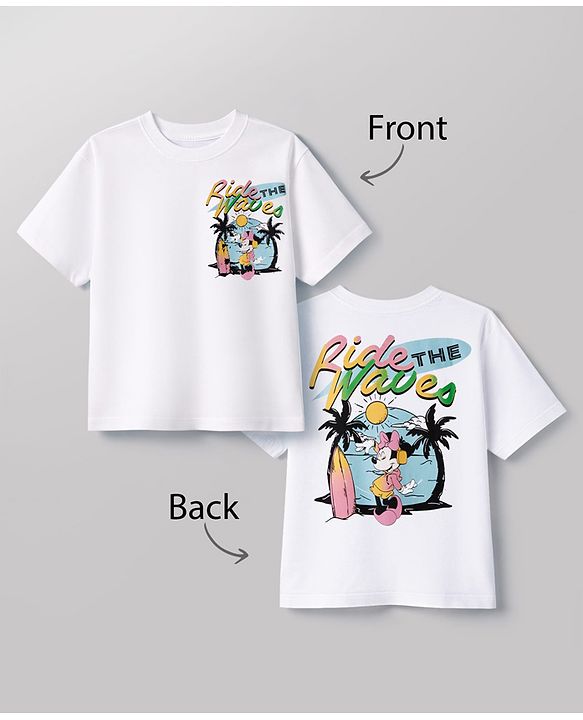 Pine Kids Disney Cotton Knit T-Shirt Half Sleeves Round Neck with Minnie Mouse and Friends Graphic Print White 4-5 Years