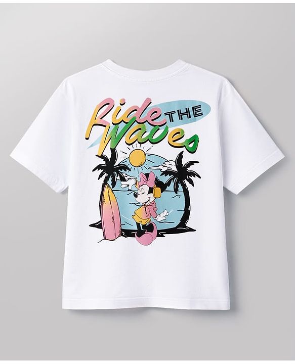 Pine Kids Disney Cotton Knit T-Shirt Half Sleeves Round Neck with Minnie Mouse and Friends Graphic Print White 4-5 Years