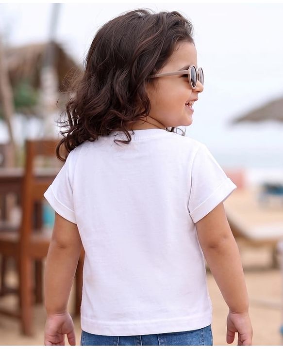 Babyhug 100% Cotton Knit Half Sleeves Floral Printed Oversized Top - Multicolor