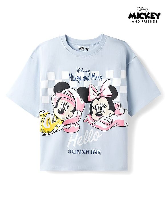 Pine Kids Disney Half Sleeves T-Shirt With Minnie Mouse & Friends Graphics - Blue