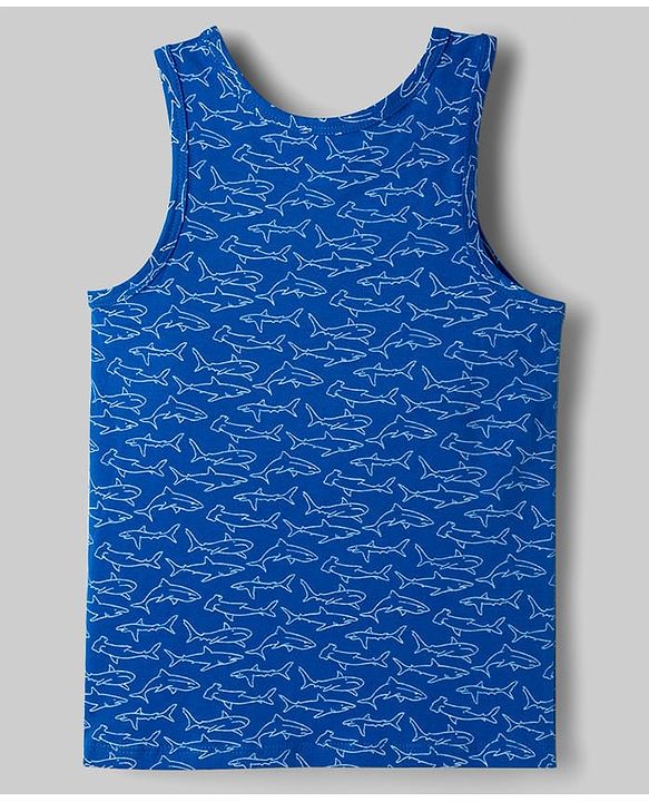 Pine Kids Cotton Lycra Knit Sleeveless Vests With Shark Print Pack of 3 - Multicolor