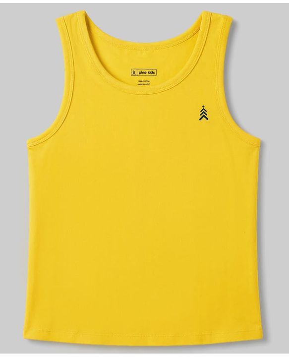 Pine Kids Cotton Lycra Knit Sleeveless Solid Vests Pack of 3 - (Color May Vary)