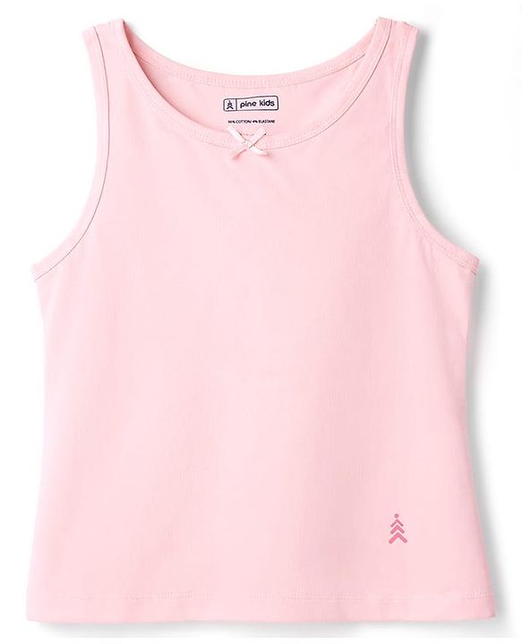 Pine Kids Cotton Lycra Knit Sleeveless Solid Vests Pack of 3 - Multicolor