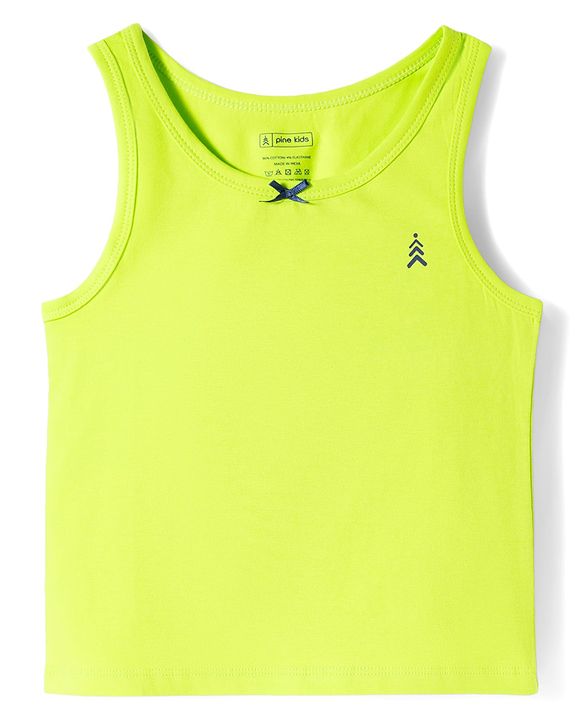 Pine Kids Cotton Lycra Knit Sleeveless Solid Vests Pack of 3 (Color May Vary)