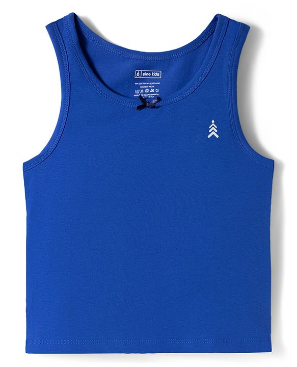 Pine Kids Cotton Lycra Knit Sleeveless Solid Vests Pack of 3 (Color May Vary)