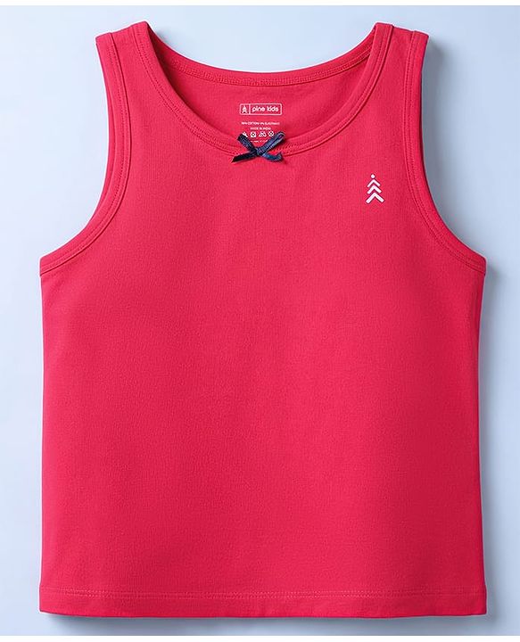 Pine Kids Cotton Lycra Knit Sleeveless Solid Vests Pack of 3 (Color May Vary)