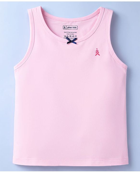 Pine Kids Cotton Lycra Knit Sleeveless Solid Vests Pack of 3 (Color May Vary)