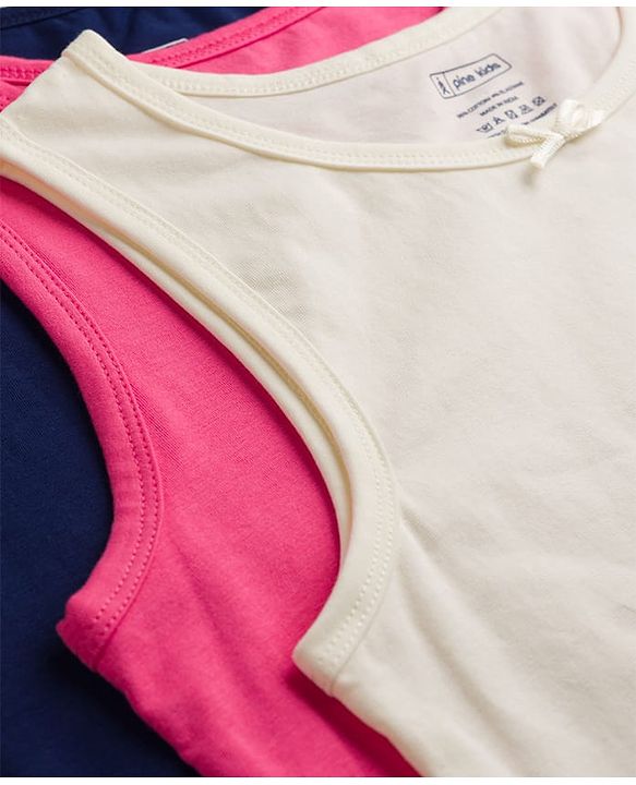 Pine Kids Cotton Lycra Knit Sleeveless Vests Pack of 3 - (Color May Vary )