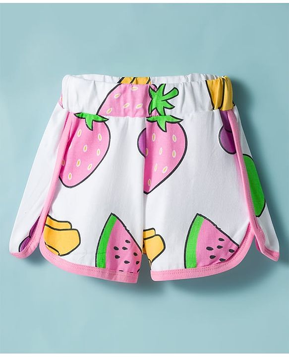 Babyhug Disney Half Sleeves T-Shirt & Shorts Night Suit With Minnie Mouse Graphics - White