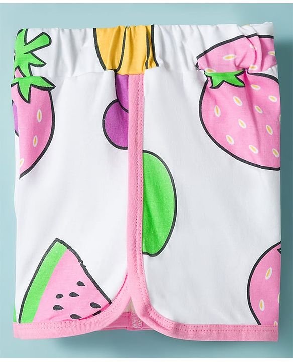 Babyhug Disney Half Sleeves T-Shirt & Shorts Night Suit With Minnie Mouse Graphics - White