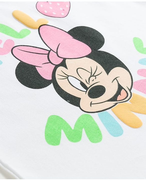 Babyhug Disney Half Sleeves T-Shirt & Shorts Night Suit With Minnie Mouse Graphics - White