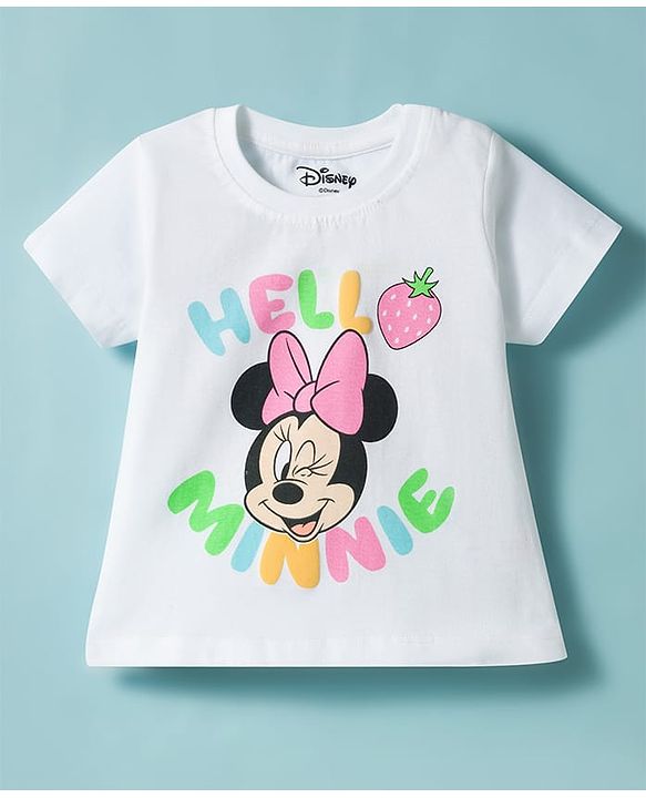 Babyhug Disney Half Sleeves T-Shirt & Shorts Night Suit With Minnie Mouse Graphics - White