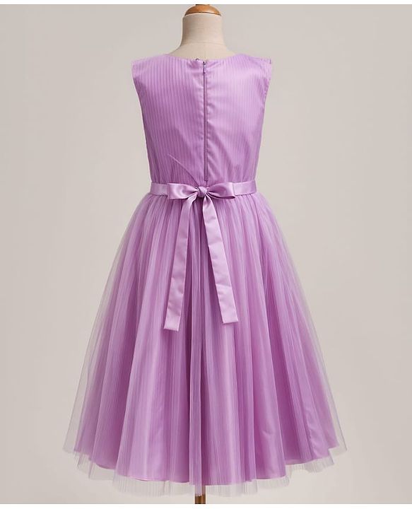 Pine Kids Mesh Woven Sleeveless Party Dress with Sequin Detailing - Purple