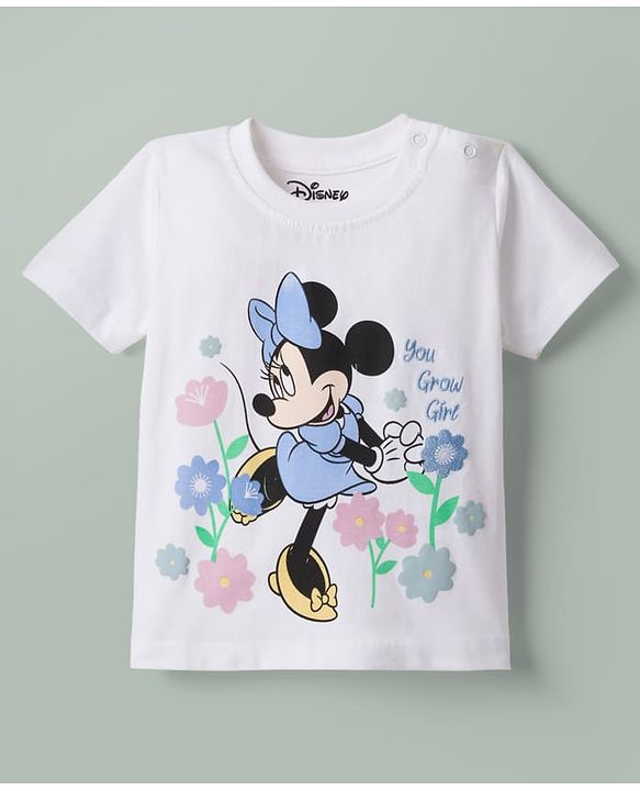 Babyhug Disney Single Jersey Knit Half Sleeves T-Shirt & Shorts With Minnie Mouse Graphics - Multicolor