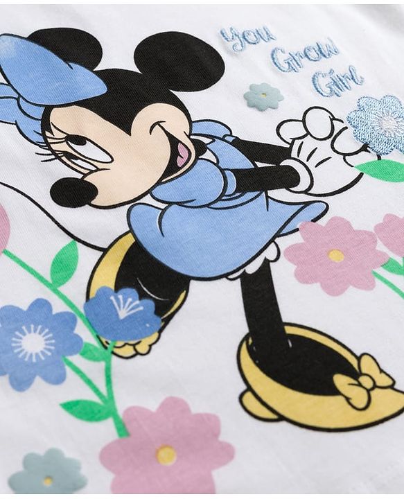 Babyhug Disney Single Jersey Knit Half Sleeves T-Shirt & Shorts With Minnie Mouse Graphics - Multicolor