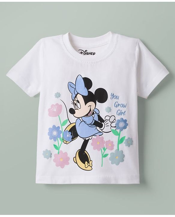 Babyhug Disney Single Jersey Knit Half Sleeves T-Shirt & Shorts With Minnie Mouse Graphics - Multicolor
