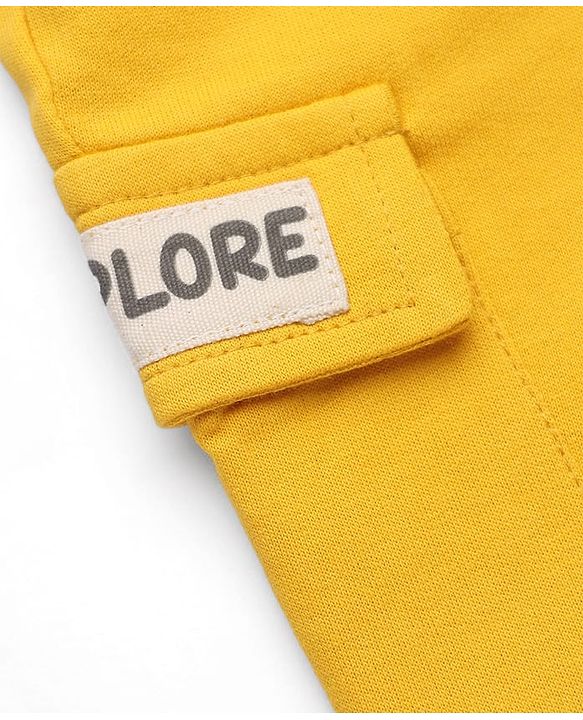 Babyhug Terry Knit Jogger Fit Full Length Lounge Pants with Lore Exp Print - Yellow