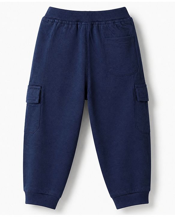 Babyhug Cotton Terry Knit Jogger Fit Full Length Lounge Pants with 10 Print in Blue