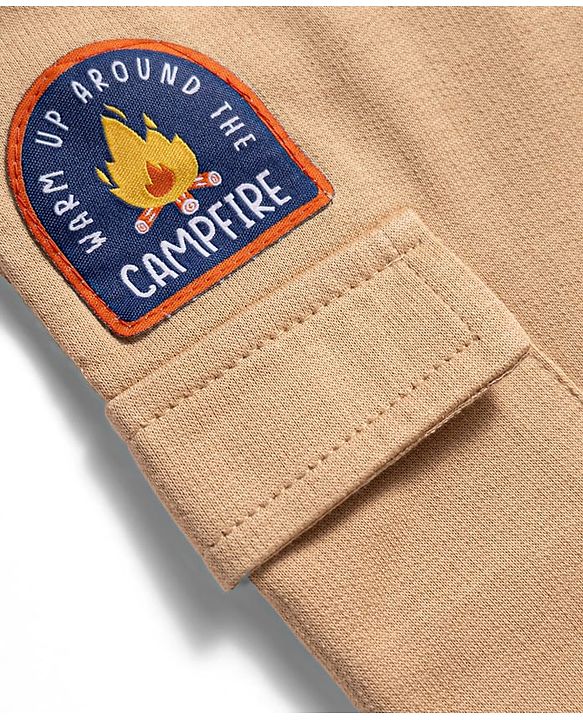 Babyhug 100% Cotton Terry Knit Full Length Lounge Pant with Badge- Cream