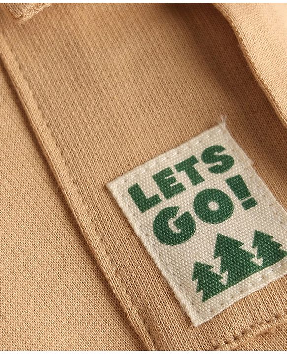 Babyhug Cotton Terry Knit Track Pant with Explore Text & Cargo Pocket in Cream