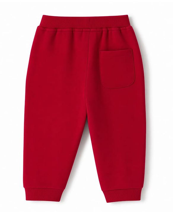 Babyhug Cotton Terry Knit Jogger Fit Track Pant with Cargo Pocket & Brooklyn Text - Red