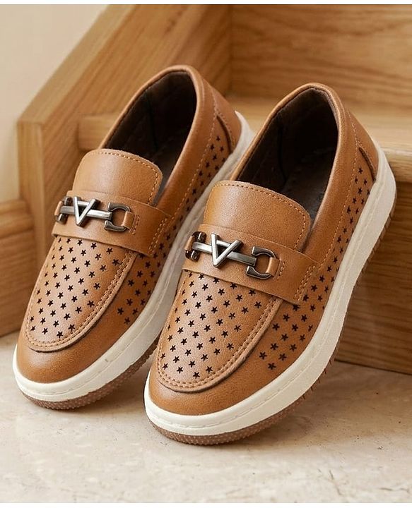 Cute Walk by Babyhug Slip On Loafers With Star Print & Applique - Tan