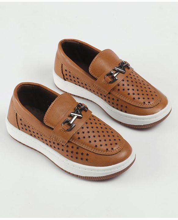Cute Walk by Babyhug Slip On Loafers With Star Print & Applique - Tan