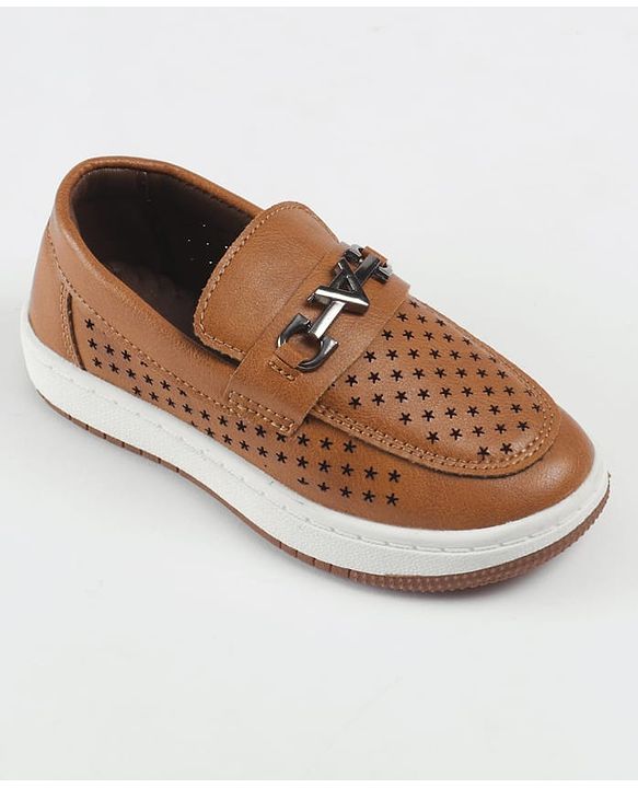 Cute Walk by Babyhug Slip On Loafers With Star Print & Applique - Tan